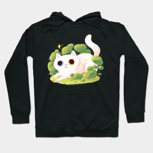 Cute white cat and flowers Hoodie